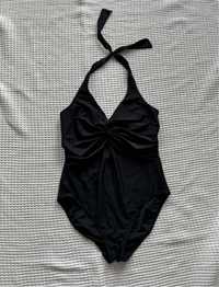 damski czarny strój kąpielowy jednoczęściowy wiązany na szyi