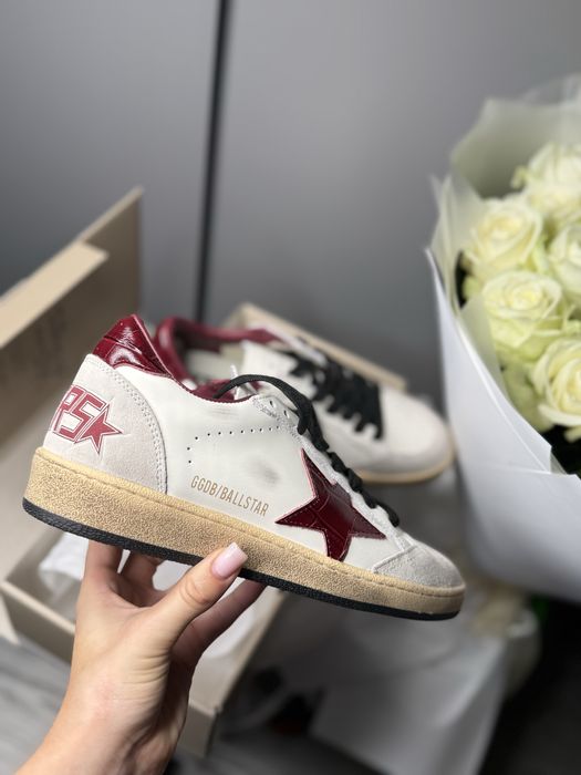 Кеди кеды кроссовки golden goose бургунди белые кроссовки