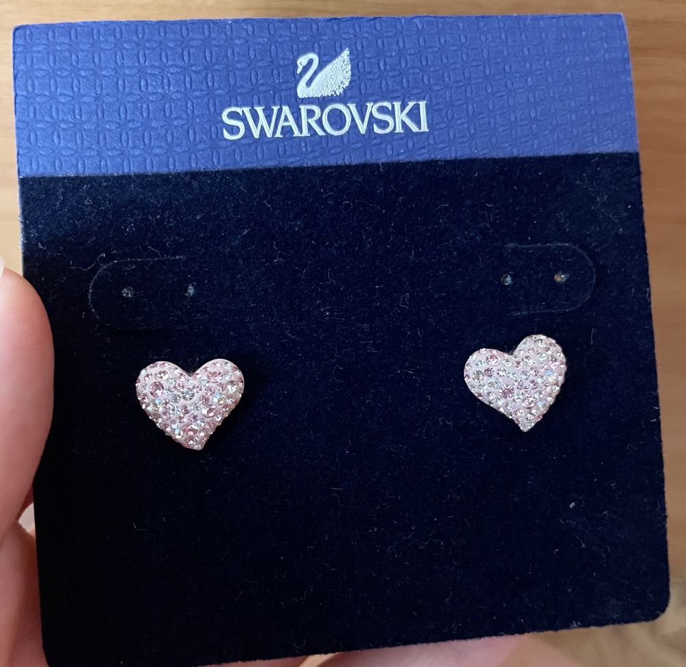 Сережки Swarovski сердечки оригинал гвоздики Сваровски