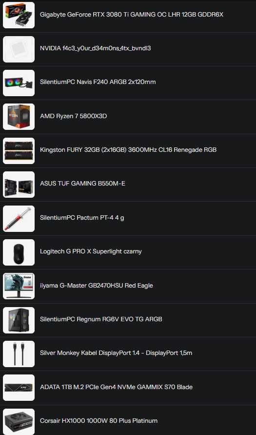 Komputer stacjonarny z RTX 3080 Ti oraz AMD Ryzen 7