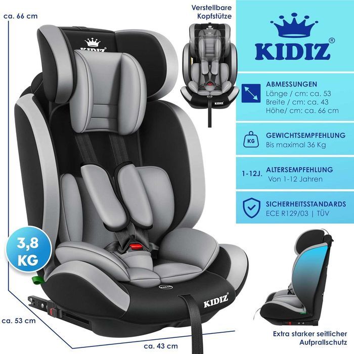 Nowy fotelik samochodowy / nosidełko / fotel 9-36kg / KIDIZ !4185!