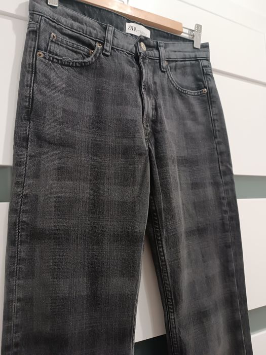 Jeansy spodnie Zara krata rozmiar 32 nowe!
