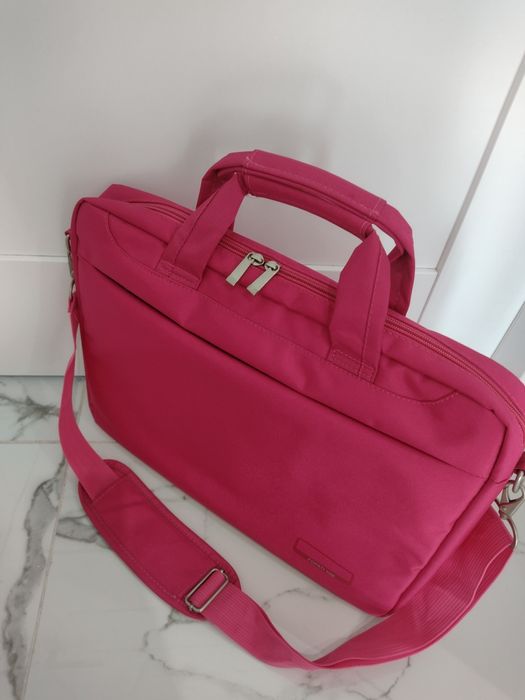 Torba na laptopa różowa duża wytrzymała z paskiem