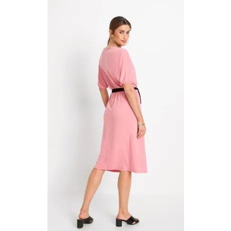 bonprix różowa pastelowa elastyczna sukienka midi 40-42