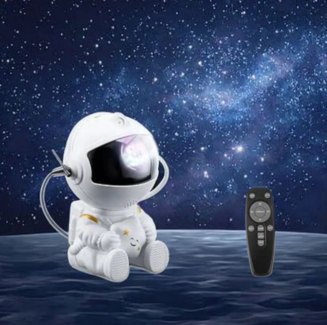 Lampka Nocna Astronauta Projektor GWIAZD 8 trybów Regulacja 360° Timer