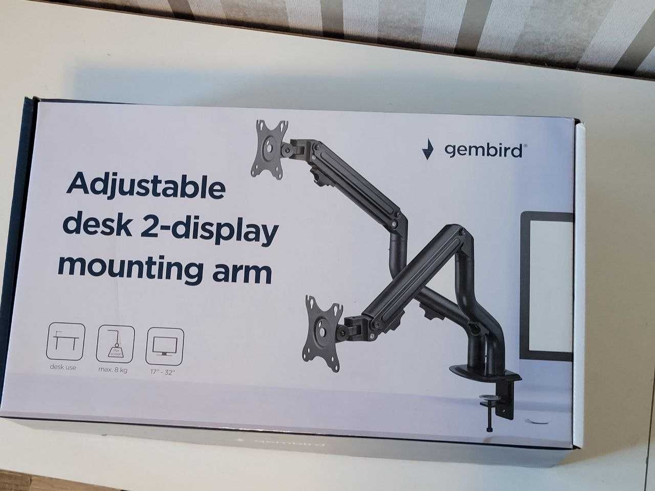 Gembird Adjustable Desk 2-Display Arm — кронштейн для двох моніторів