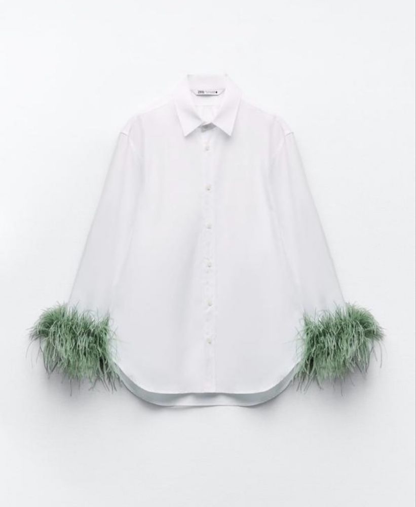 Zara рубашка с перьями