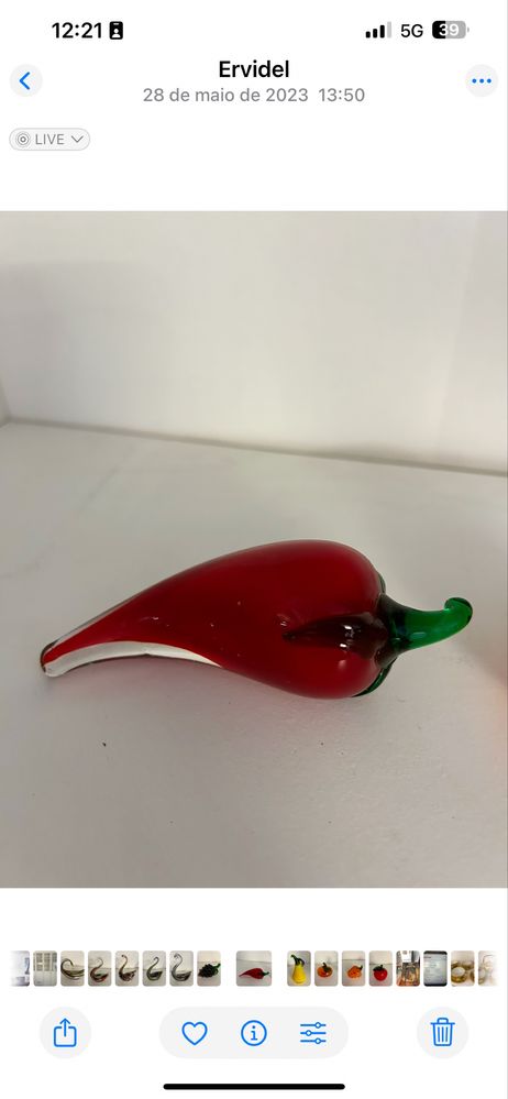 Conjunto de frutos em vidro