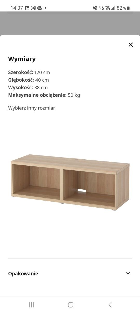 Besta szafka rtv ikea pod tv 120x40x38 dąb bejcowany na biało