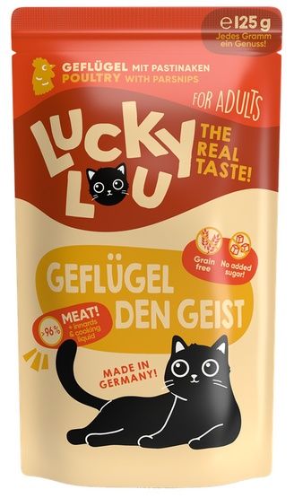 Zdrowa karma dla kotów bez zbóż, cukru i GMO - Lucky Lou DRÓB 125g