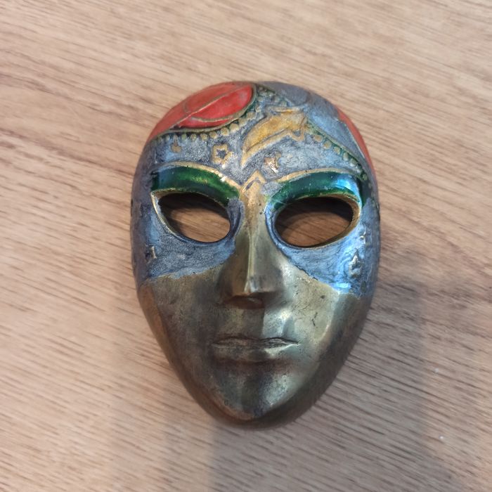 Maska złota mosiężną Indie antyk