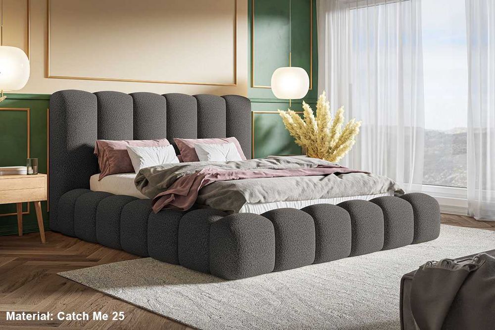 Łóżko tapicerowane bukla bed CRUDO 140x200 160x200 180x200 pojemnik