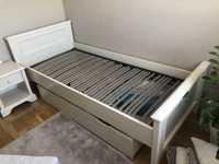 Białe drewniane łóżko 90x2m