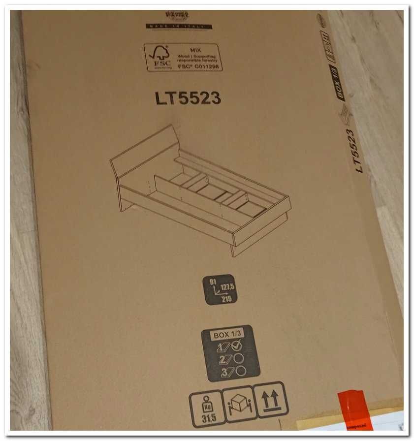 Łóżko Globo 120 LT5523K64904 dąb riviera/biały/wysoki połysk box 1/3