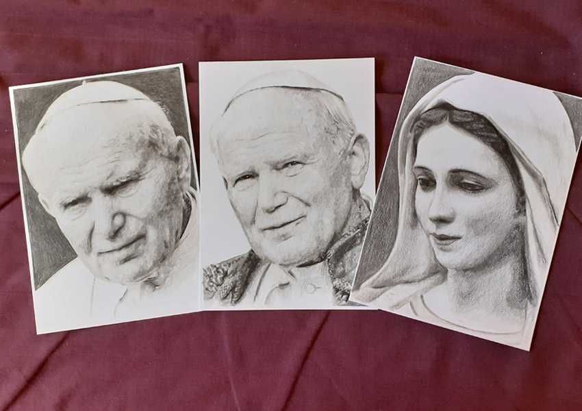 portret Papież Jan Paweł II  Jezus Matka Boska Medjugorje