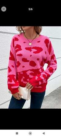 Nowy sweterek pantera róż -czerwień M