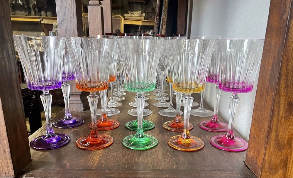 Conjunto de Taca de Vinho ou Água em Cristal Eco Colorido 10 Peças