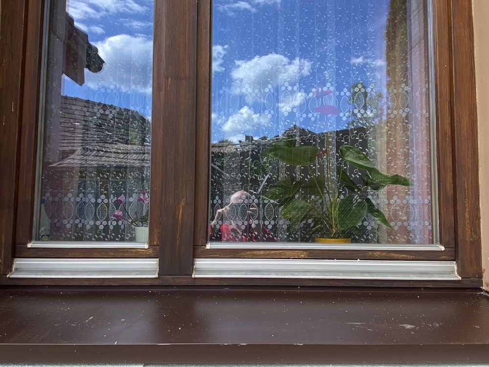 3 okna drewniane, uzywane z fabryki Kobiór.