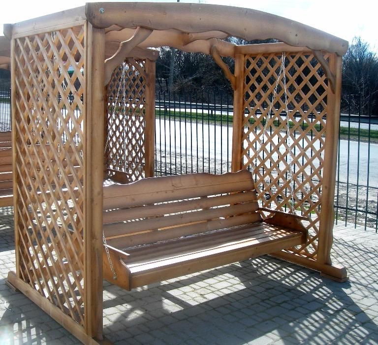 Гойдалки садові розкладні диван матеріали сосна ясен дуб від виробника