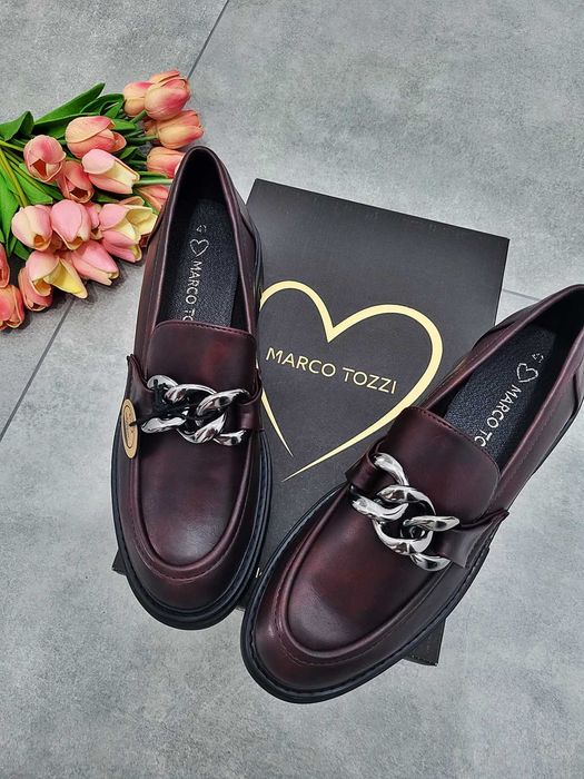 Nowe jesienne lordsy mokasyny loafersy łańcuch Marco Tozzi 41 vegan
