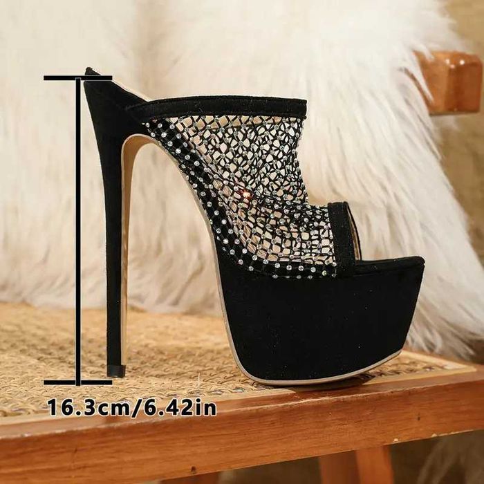 Eleganckie efektowne klapki na obcasie szpilki platforma 39