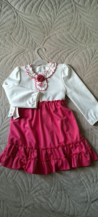 Sukienka biało rozowa r. 98