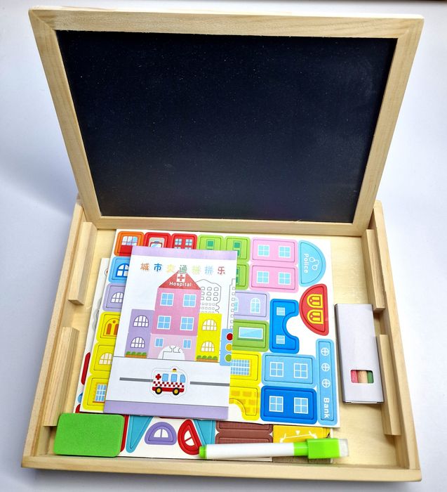 Tablica drewniana edukacyjna dwustronna nauka zabawa prezent