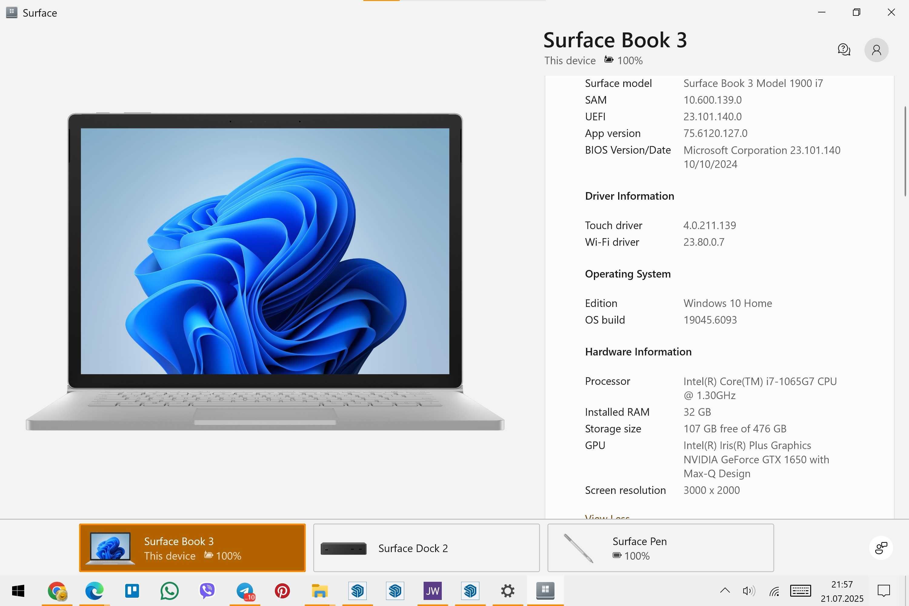 Microsoft BOOK 3, 13,5/ i7/ 32/ 500 GTX 1650