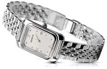 Zegarek damski z białego złota 14k kwadratowy Geneve lw003wdw&lbw008 W