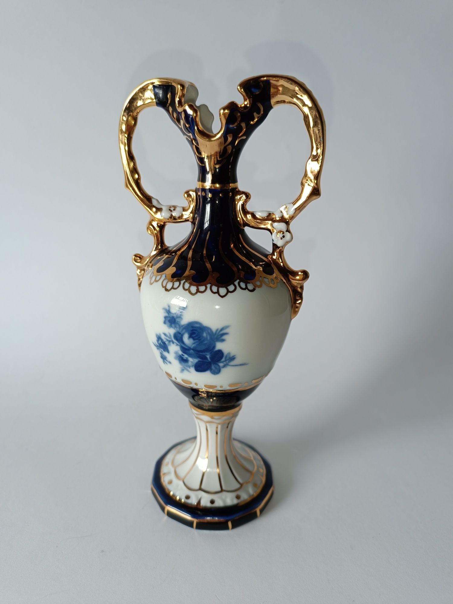 Royal Dux porcelana. Wazon amfora kobaltowa
