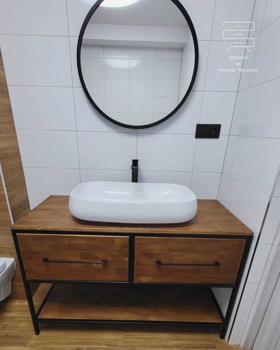 Szafka Łazienkowa Umywalkę Dąb - 170x45x80cm Loft Komoda Drewno dębowe