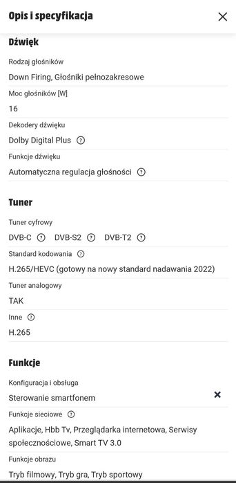 Telewizor Full HD  funkcja Smart TV WiFi LED