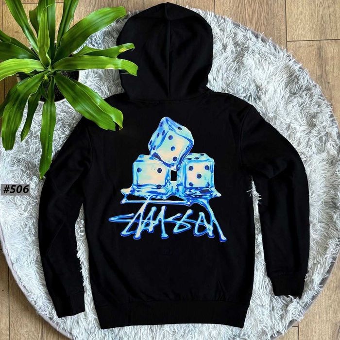 Cotton 100% | Худи Черное Stussy Fuzzy Dice | Кофта Стусси | BIG Logo