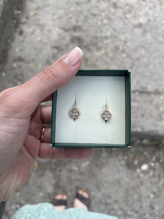 Золоті сережки 585 проба з перламутром