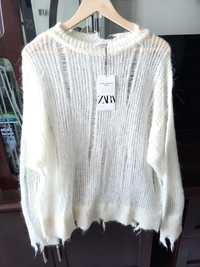 Zara светр свитер кофта реглан паутинка