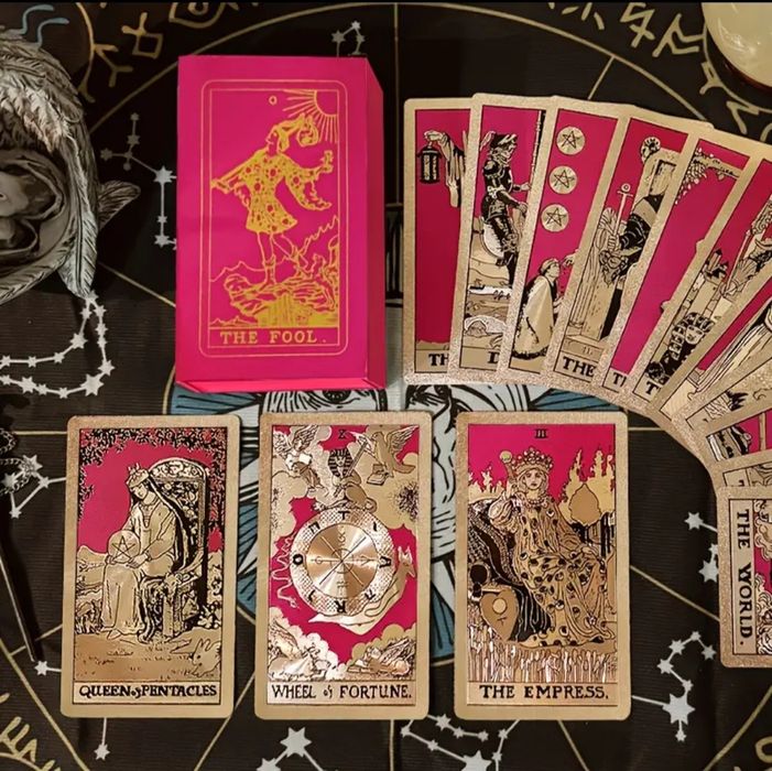 карти Таро Вейта Універсальні Пластикові Золото-червоні коробка магніт