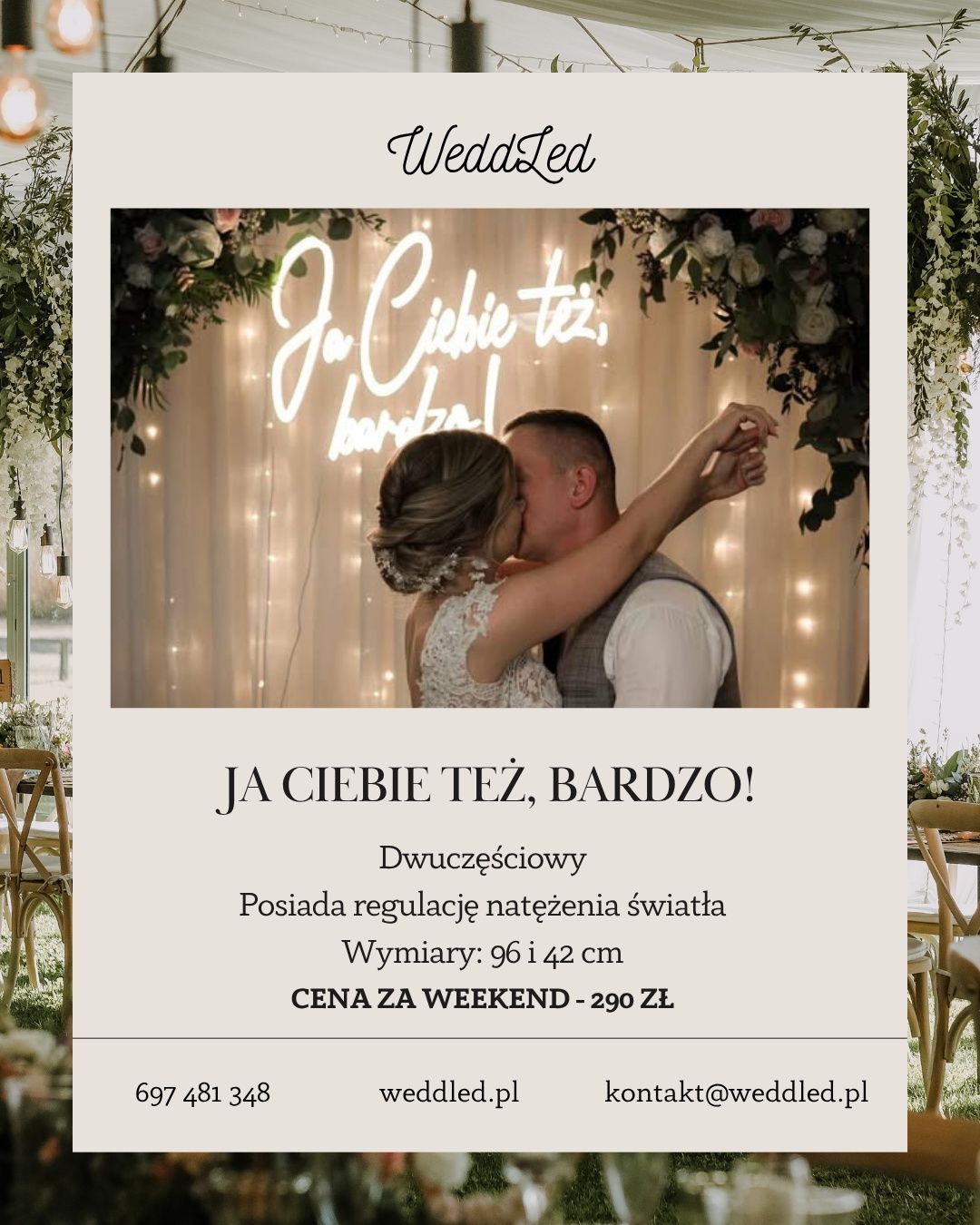 Wypożyczalnia napisów Napis LED Neon Ledon Wynajem Lublin