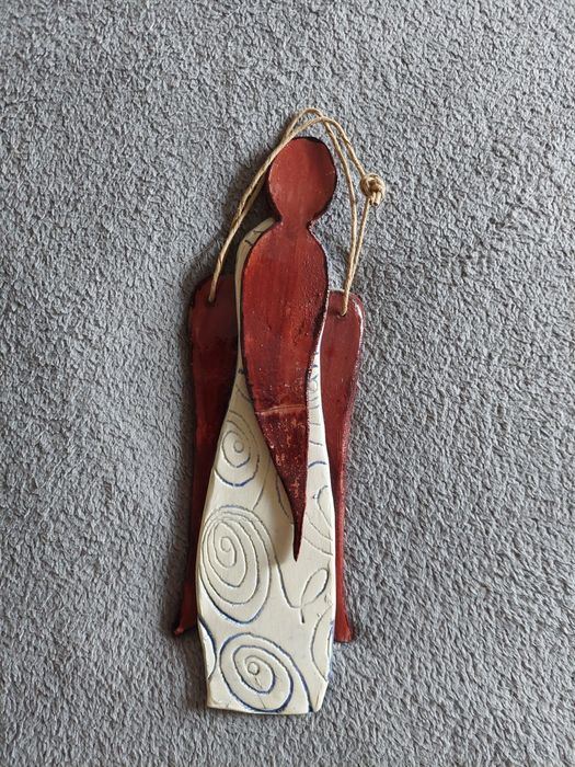 Anioł, własnoręcznie robiony, ceramika