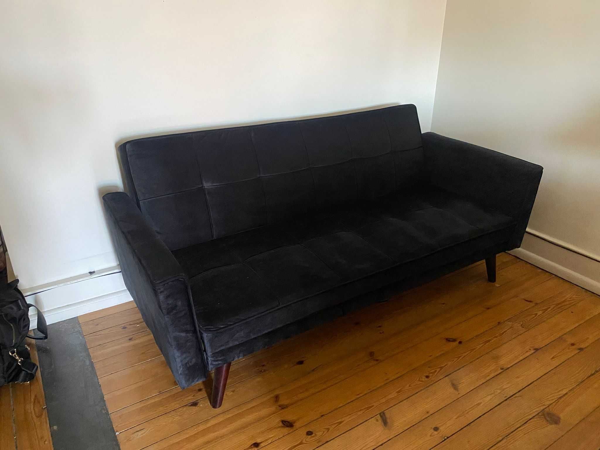 Sofá-cama desdobrável preto