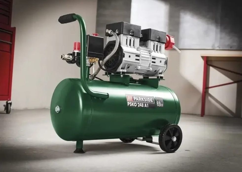 Безмасляний компресор тихий 1100Вт 68db Parkside PSKO 248 A1