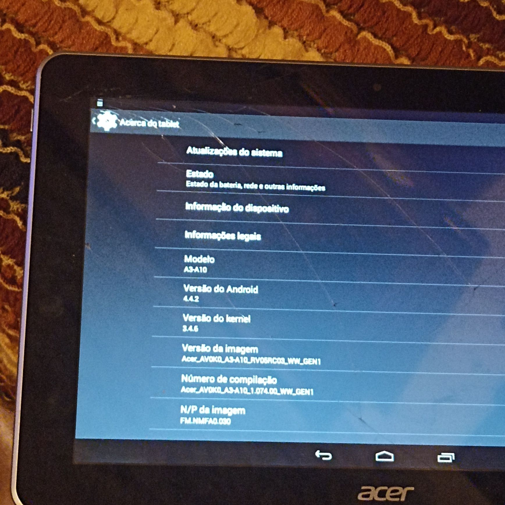 Tablet Acer A3 A10 de 10 polegadas e 32gigas internos