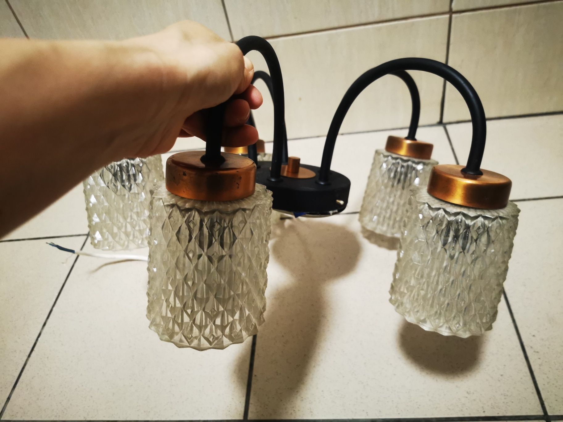 Lampa wisząca Żyrandol 15 cm od sufitu szklano metalowy