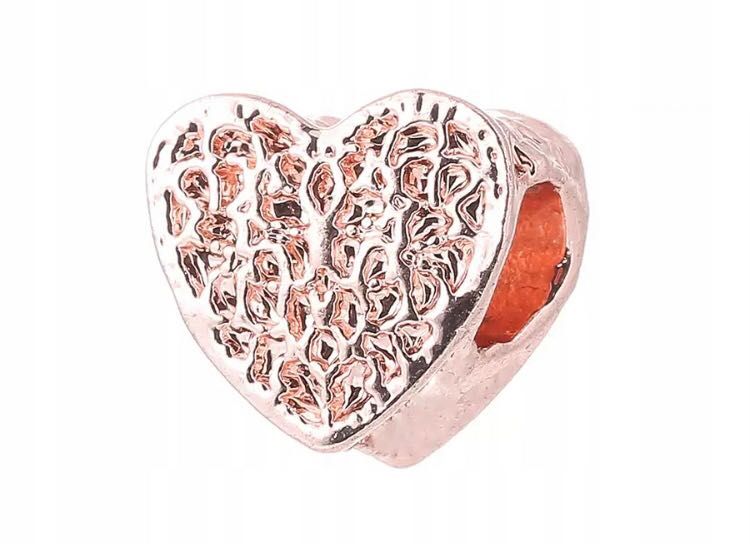 charms do pandora złoty złote ażurowe serce wisiorek rose gold