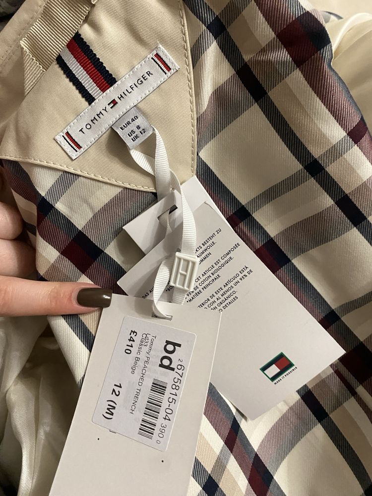 Tommy Hilfiger Peached Cotton Long Trench, тренч розмір М