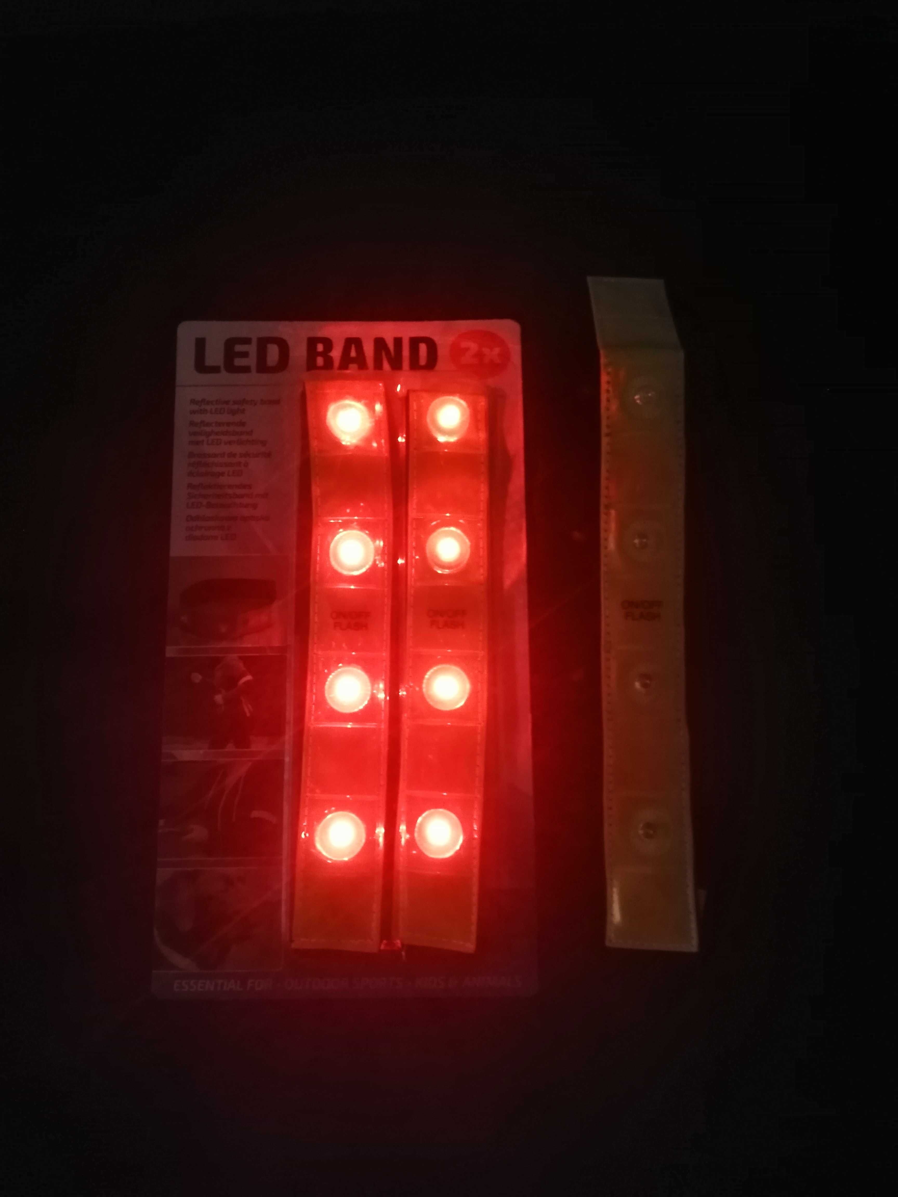 LED BAND. Світловідбивна пов'язка, з 4 ЛЕД діодами на липучці. =2 шт.