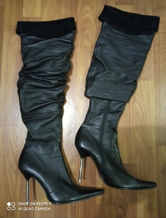 Демисезонні, шкіряні сапоги, ботфорти жіночі 39 розмір, устілка 25 см