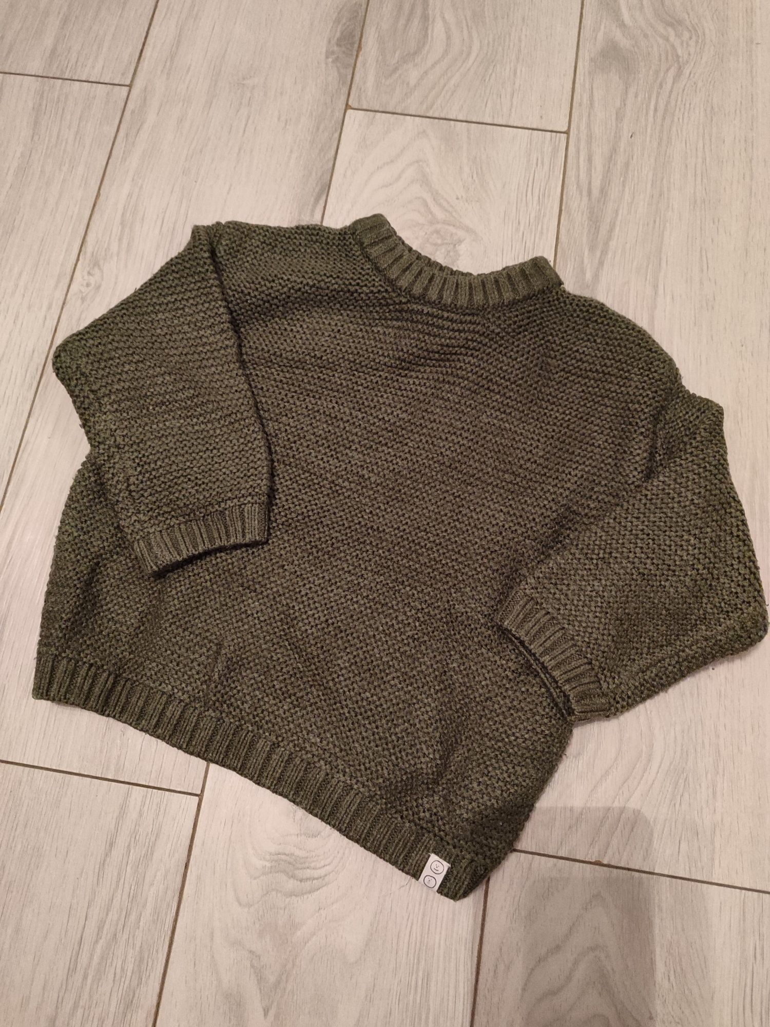 Sweter sweterek butelkowa zieleń Zara dla chłopca r86