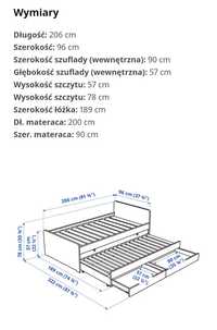 Rama łóżka z łóżkiem dolnym/pojem, biały, 90x200 cm IKEA Slakt