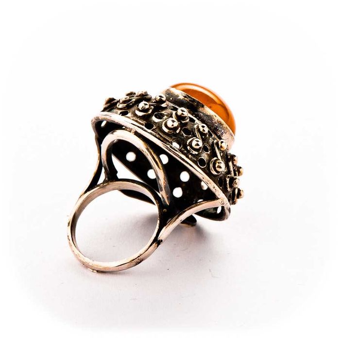 Artystyczny Srebrny Pierścionek - BURSZTYN - 16,75g - WEGAR - Kraków