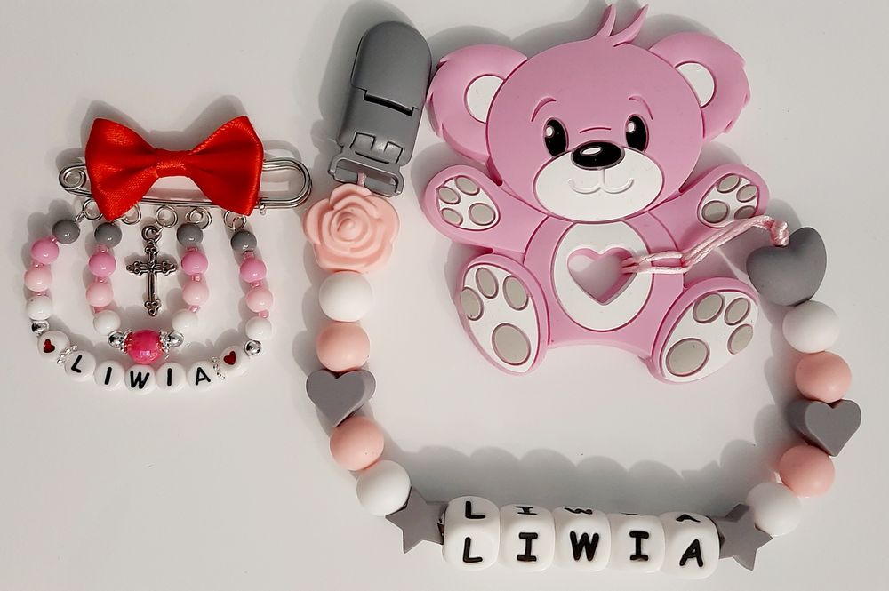 Zawieszka do smoczka gryzaczek i agrafka do wózeczka